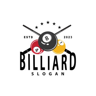 Bilardo Logosu Minimalist Tasarım Balosu ve Simge Çizim Şablonu