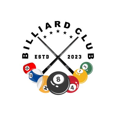 Bilardo Logosu Minimalist Tasarım Balosu ve Simge Çizim Şablonu
