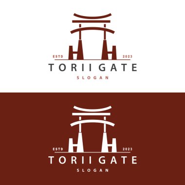Torii Kapı Logosu Tasarım Vektörü Minimalist İllüstrasyon Şablonu