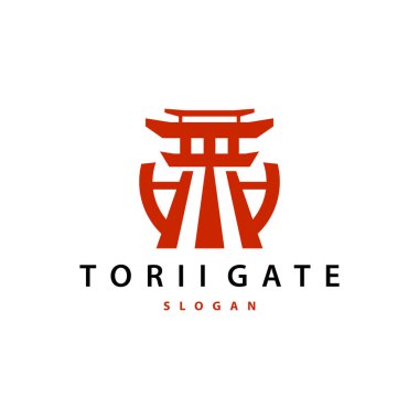 Torii Kapı Logosu Tasarım Vektörü Minimalist İllüstrasyon Şablonu