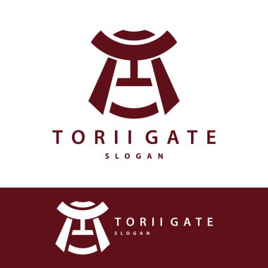 Torii Kapı Logosu Tasarım Vektörü Minimalist İllüstrasyon Şablonu