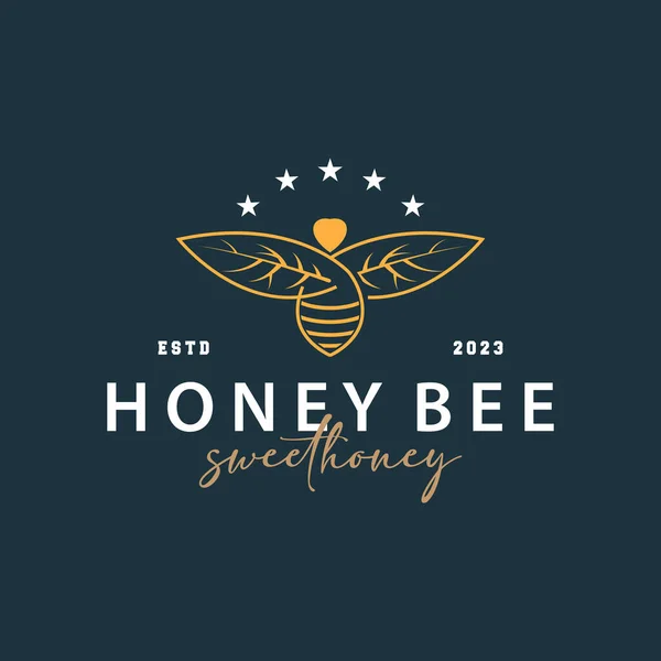 Plantilla Ilustración Vectores Insectos Honey Bee Logo Design Gráficos vectoriales