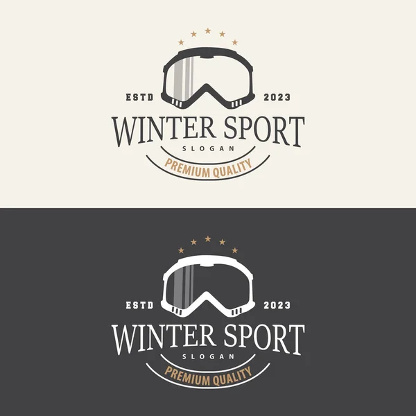 Ski Sport Logo, Winter Snow Sports Design Retro Vintage Vector Illustration