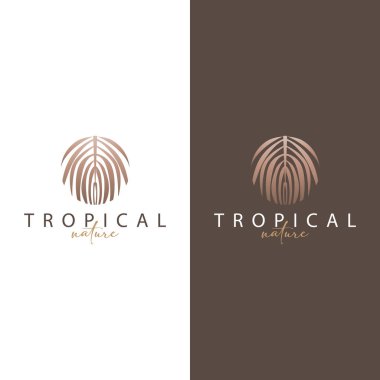 Palm Leaf Logo Tasarım Vektörü Basit Minimalist Sembol İllüstrasyon Şablonu
