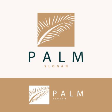 Palm Leaf Logo Tasarım Vektörü Basit Minimalist Sembol İllüstrasyon Şablonu