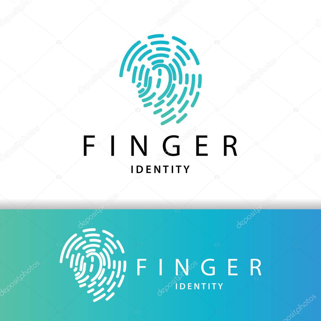 Premium Fingerprint Logo, Human Identity Design Simple Line Model Template Illustration