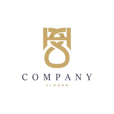 Minimalist HS Harf Logosu, SH Logosu Modern ve Lüks Simge Vektör Şablonu