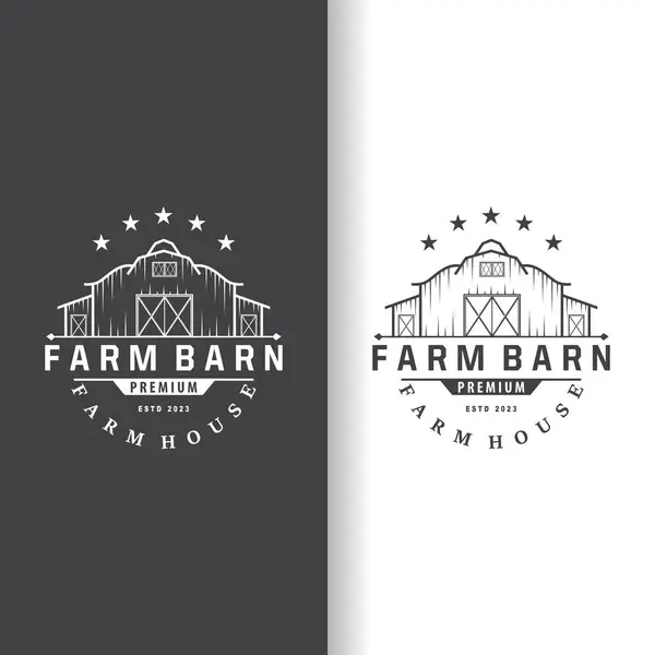 Mezőgazdaság Farm Barn Logo Simple Retro Style Vintage Building Templet Stock Vektor