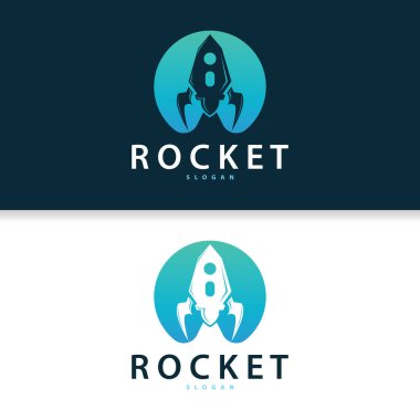 Uzay Roketi Logosu Tasarımı, Uzay Aracı Teknoloji Vektörü, Basit Templet Modern İllüstrasyon