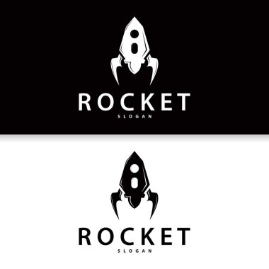 Uzay Roketi Logosu Tasarımı, Uzay Aracı Teknoloji Vektörü, Basit Templet Modern İllüstrasyon