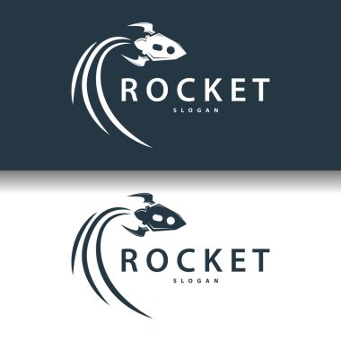 Uzay Roketi Logosu Tasarımı, Uzay Aracı Teknoloji Vektörü, Basit Templet Modern İllüstrasyon