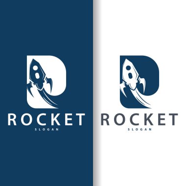 Uzay Roketi Logosu Tasarımı, Uzay Aracı Teknoloji Vektörü, Basit Templet Modern İllüstrasyon