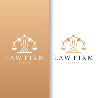 Avukat Logosu, Hukuk Mahkemesi Basit Tasarım, Yasal Ölçekleme Şablon Vektörü
