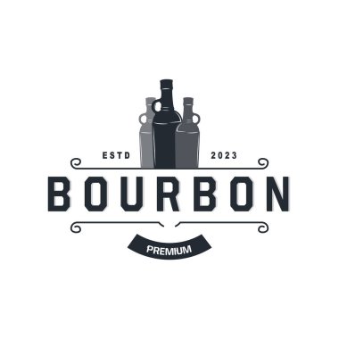 Viski Logosu, İçki Etiketi Tasarımı Eski Retro Vintage Resim Premium Şablonu