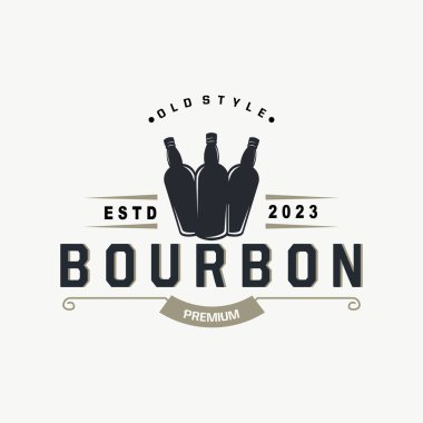 Viski Logosu, İçki Etiketi Tasarımı Eski Retro Vintage Resim Premium Şablonu