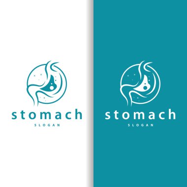 Mide Logosu, Markalar İçin Basit Tasarım Minimalist Kavram, Vektör İnsan Sağlığı Templet İllüstrasyonu