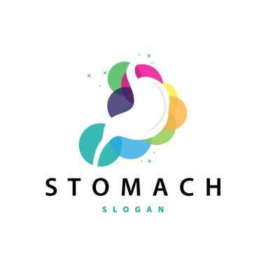 Mide Logosu, Markalar İçin Basit Tasarım Minimalist Kavram, Vektör İnsan Sağlığı Templet İllüstrasyonu