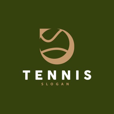 Basit ve Modern Turnuva Şampiyonası için Tenis Spor Logosu, Top ve Raket Tasarımı