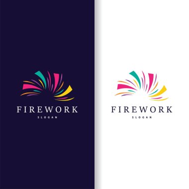 Firework Logosu, Modern Soyut Tasarım Basit Renkli Kıvılcım, Vektör Şablonu İllüstrasyonu