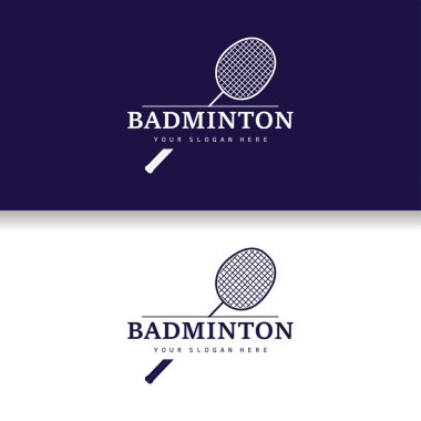 Badminton Logosu, Basit Badminton Raket Tasarımı, Retro Vintage Minimalist Spor Konsepti