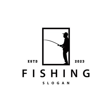 Balıkçı Logosu, Basit Balıkçı Silueti Şablonu Tasarımı