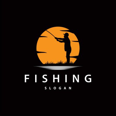 Balıkçı Logosu, Basit Balıkçı Silueti Şablonu Tasarımı