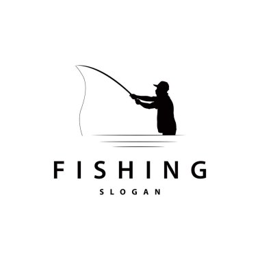 Balıkçı Logosu, Basit Balıkçı Silueti Şablonu Tasarımı