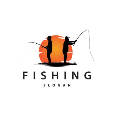 Balıkçı Logosu, Basit Balıkçı Silueti Şablonu Tasarımı