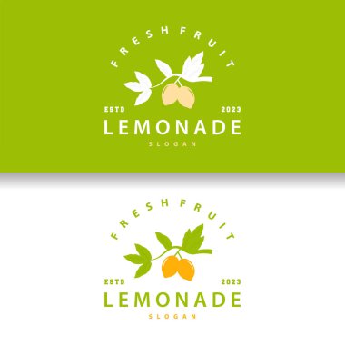 Limon Logosu, Minimalist, Zarif, Lüks Çiftlik İçin Taze Limon Suyu İllüstrasyon Tasarımı