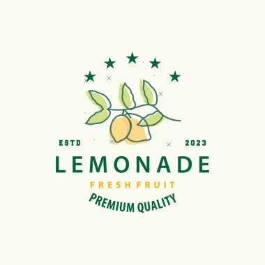 Limon Logosu, Minimalist, Zarif, Lüks Çiftlik İçin Taze Limon Suyu İllüstrasyon Tasarımı