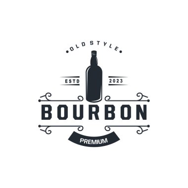 Viski Logosu, İçki Etiketi Tasarımı Eski Retro Vintage Resim Premium Şablonu