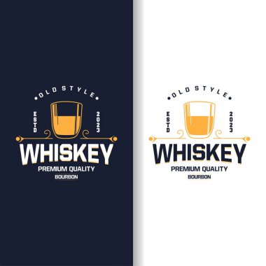 Viski Logosu, İçki Etiketi Tasarımı Eski Retro Vintage Resim Premium Şablonu