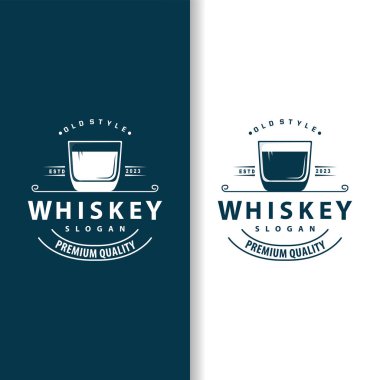 Viski Logosu, İçki Etiketi Tasarımı Eski Retro Vintage Resim Premium Şablonu
