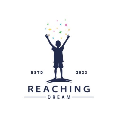 Rüya Logosu, Çocuk Rüya İlham Tasarımı, Eğlenceli Öğrenme Yıldızı Erişimi Vektörü, Çocuk Rüya Logosu Şablonu
