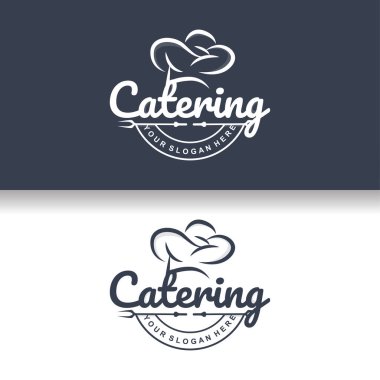 Şef Logosu Aşçılık İlhamı ve Restoran İşletmeleri Markaları İçin Basit Çizgileri olan Şef Şapkası