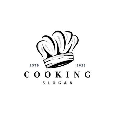 Şef Logosu Aşçılık İlhamı ve Restoran İşletmeleri Markaları İçin Basit Çizgileri olan Şef Şapkası