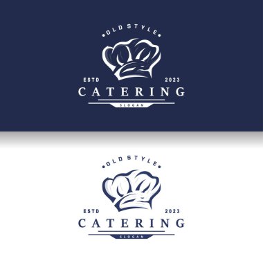 Şef Logosu Aşçılık İlhamı ve Restoran İşletmeleri Markaları İçin Basit Çizgileri olan Şef Şapkası