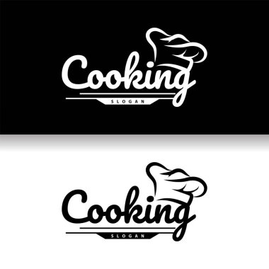 Şef Logosu Aşçılık İlhamı ve Restoran İşletmeleri Markaları İçin Basit Çizgileri olan Şef Şapkası