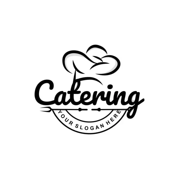Şef Logosu Aşçılık İlhamı ve Restoran İşletmeleri Markaları İçin Basit Çizgileri olan Şef Şapkası