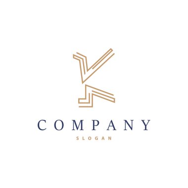 Asgari K Harfi Logosu, Modern ve Lüks Geometrik Tasarım, Simge Vektör Şablonu