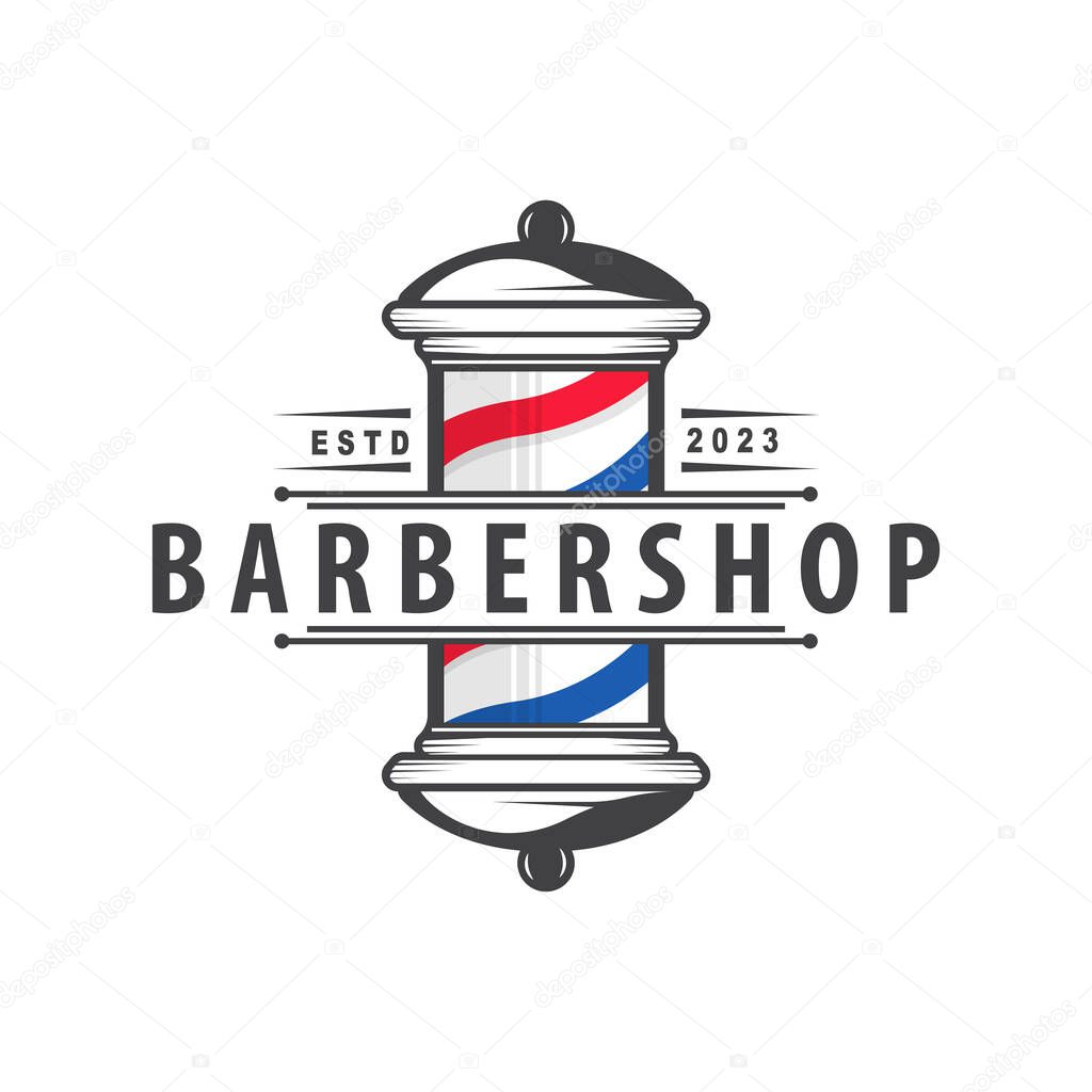 Barbershop Logo, Barber Scissors Vector, Old Design Retro Vintage Typography Ornament