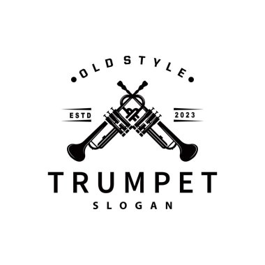 Basit marka siluet tasarımı pirinç enstrüman trompet klasik caz trompeti logosu