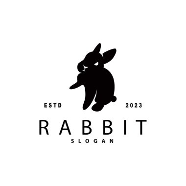 Tavşan logosu tasarımı şirin tavşancık basit hayvan silueti çizim şablonu
