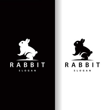 Tavşan logosu tasarımı şirin tavşancık basit hayvan silueti çizim şablonu