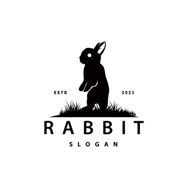 Tavşan logosu tasarımı şirin tavşancık basit hayvan silueti çizim şablonu
