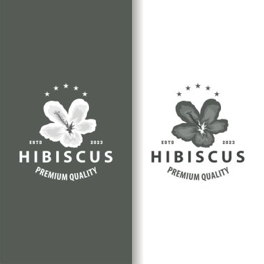 Hibiscus logosu. Basit taze çiçek tasarımı. Bitki çizimi.