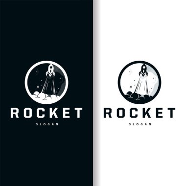 Uzay Roketi Logosu Tasarımı, Uzay Aracı Teknoloji Vektörü, Basit Templet Modern İllüstrasyon