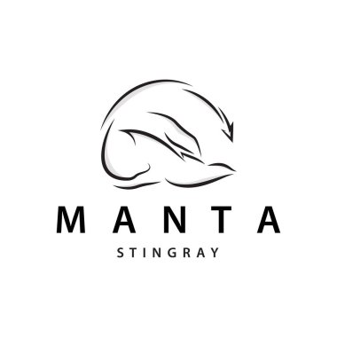 Stingray balık logosu okyanus hayvanı tasarımı basit siyah manta silueti çizimi
