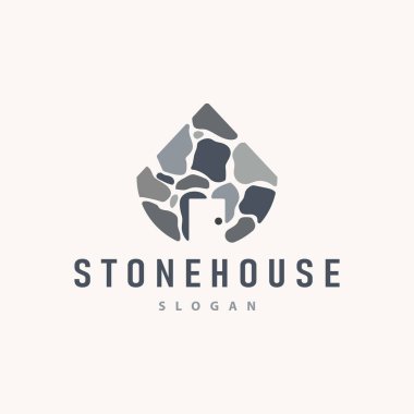 house stone logo tasarımı ev rock geometrik bina yapısı zarif prim