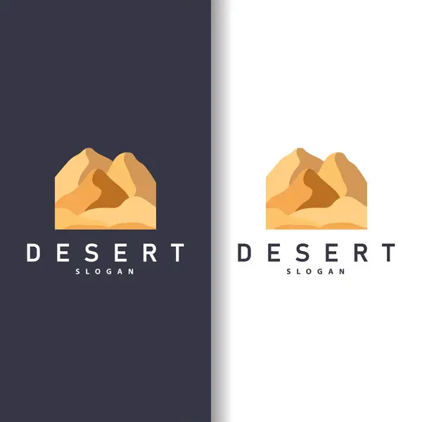 Vector illustration landscape desert logo design with desert hills sand simple